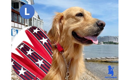【大型犬用・Lサイズ】ハーフチョークカラーとリードのセット（シマ星＆レッド） 雑貨 日用品 日本製 オリジナル 手作り 