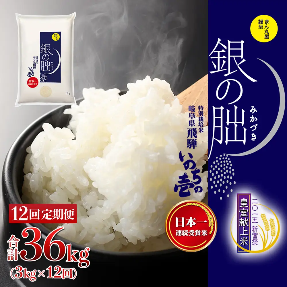 新米予約受付【定期便】【2026年11月から】3kg×12回【2026年産米】銀の朏 米≪テレビで紹介!!幻の米≫【13-23】