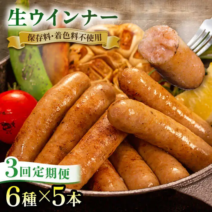 【 全3回 定期便 】 生 ウインナー 30本 ( 5本 × 6種 ) 糸島市 / 志摩スモークハウス [AOA023] ウィンナー セット
