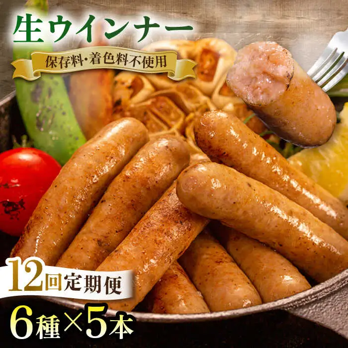 【 全12回 定期便 】  生 ウインナー 30本 ( 5本 × 6種 ) 糸島市 / 志摩スモークハウス [AOA025] ウィンナー セット