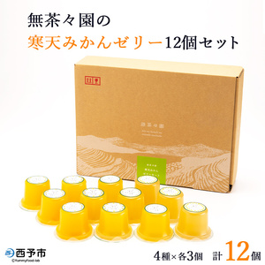 ＜無茶々園 寒天みかんゼリー 12個セット 4種×各3個＞ 果物 オレンジ 温州みかん 伊予柑 いよかん 甘夏 あまなつ ジューシー フルーツ 河内晩柑 かわちばんかん 特産品 愛媛県 西予市【常温】『2026年4月～8月下旬に順次出荷予定』AMC0007