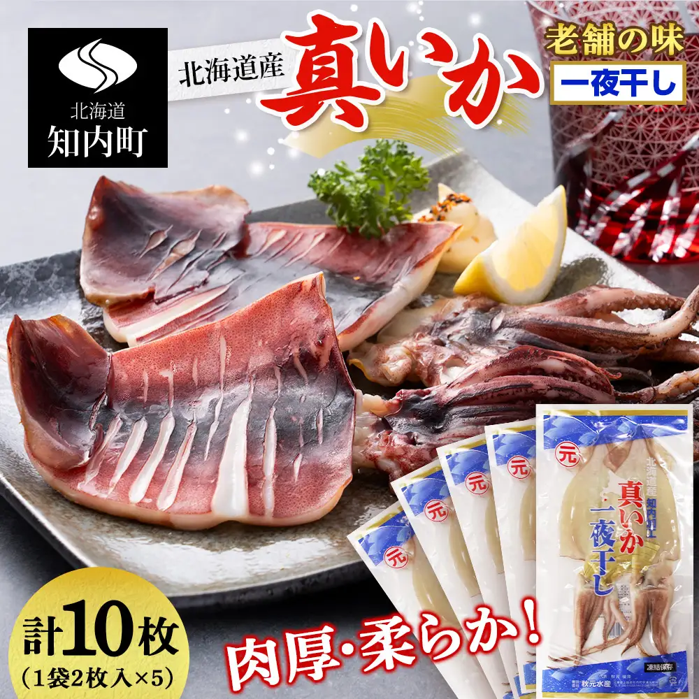 イカ 一夜干し 老舗の味 真いかの一夜干し ２枚入５パックセット＜秋元水産＞