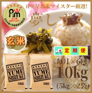 CID02_『新米予約初回2025年10月発送』【６回定期便】玄米『夢しずく』１０ｋｇ（５ｋｇ×２袋） 【五つ星お米マイスター厳選！】