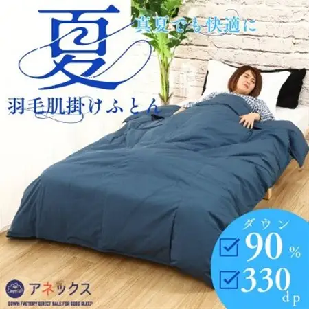【洗える】春夏用羽毛肌掛け布団シングルサイズダウン90%ダウンネイビーダウンケット抗菌防臭防ダニ【1301099】