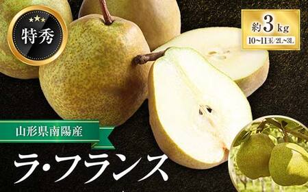 【令和8年産先行予約】 ラ・フランス 約3kg (10～11玉 特秀 2～3L) 《令和8年11月頃～発送》 『生産者 鈴木 喜代美』 ラフランス 西洋梨 洋なし 果物 フルーツ デザート 山形県 南陽市 [571]