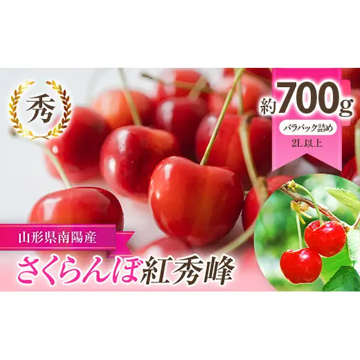 【令和9年産先行予約】 さくらんぼ 「紅秀峰」 約700g (秀 2L以上) バラパック詰め 《令和9年6月下旬～発送》 『生産者 佐藤 勇二』 サクランボ 果物 フルーツ 産地直送 [891]