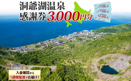 洞爺湖温泉感謝券 3000円 分 金券 クーポン 洞爺湖 湖 温泉 リゾート 有珠山 火山 自然 花火 イルミネーション 旅行 観光 宿泊 施設 北海道 ふるさと納税 絶景 旅 体験