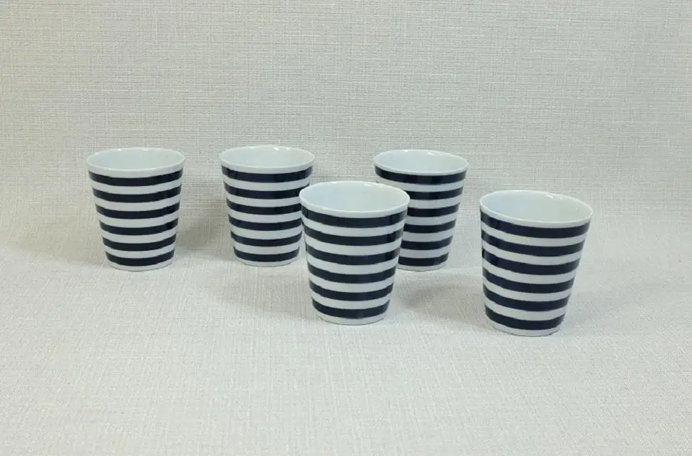【AB583】【波佐見焼】es cup ボーダー BU〈M〉【西海陶器】5　42245