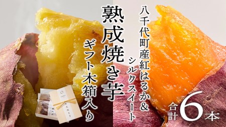 【 先行予約 2025年1月以降発送 】 oimo_tokyo 木箱入り 熟成 焼き芋 八千代町産 ( 紅はるか＆シルクスイート ) 6本セット ギフト 冷蔵 冷やし やきいも 食物繊維 さつまいも 美容 健康 スイーツ おやつ 小分け 茨城県産 [BY005ya]