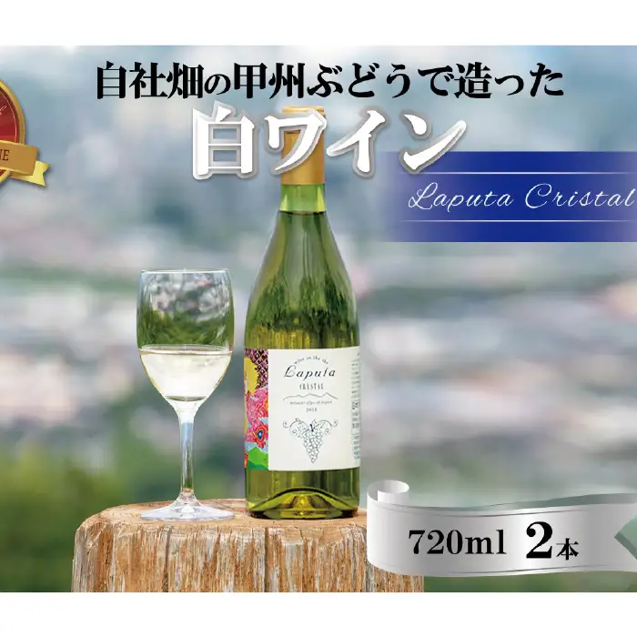 2-3-27 自社畑の甲州ぶどうで造った白ワイン「Laputa CRYSTAL」（南アルプス飯野産甲州ぶどう使用）2本 ALPAB058