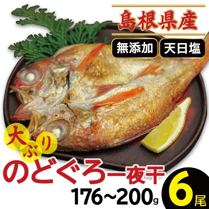 島根県沖！大ぶり「のどぐろ一夜干し」（６尾）【のどぐろ一夜干し 1尾あたり176～200g のどぐろ 干物 無添加 天日塩 魚介類 魚 ノドグロ のど黒 アカムツ 大きめ 干物 新鮮 冷凍 真空パック 父の日 母の日】