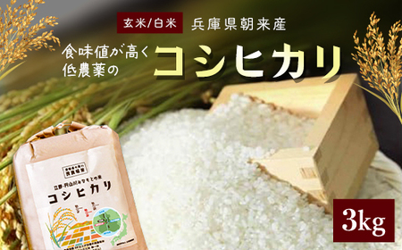 【令和6年産】食味値が高く低農薬のコシヒカリ3kg【円山川源流域の清流で育った米】 兵庫県 朝来市 AS4AB32