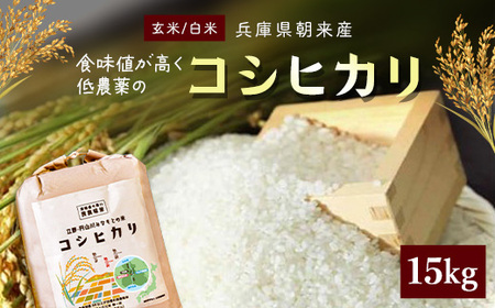 【令和6年産】食味値が高く低農薬のコシヒカリ15kg【円山川源流域の清流で育った米】 兵庫県 朝来市 AS4CE3