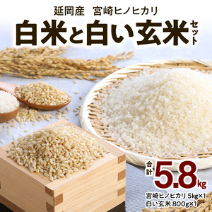 宮崎ヒノヒカリ延岡産白米と白い玄米セット合計5.8㎏ N0149-YC090