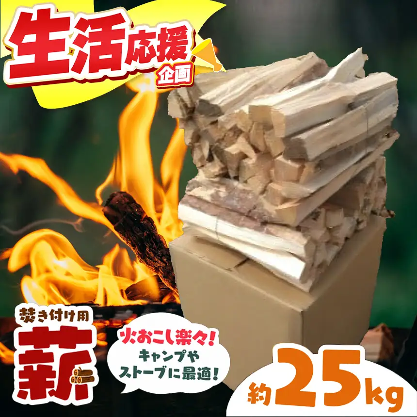 信州伊那谷産　松の薪　（焚き付け用）1箱　4束入り　２５ｋｇ相当｜薪 25kg 松の薪 長野県 伊那市 キャンプ BBQ アウトドア【008-17】