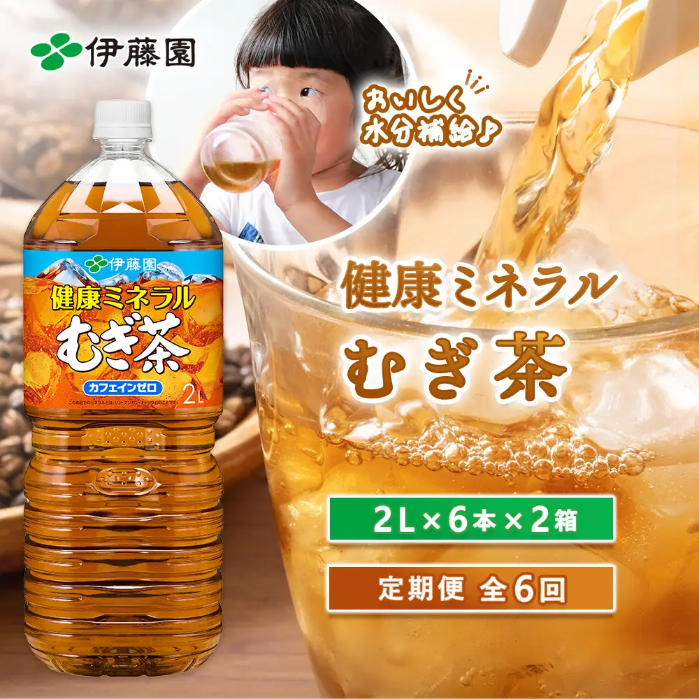 『定期便：全6回』健康ミネラル麦茶2L×6本×2箱【50000601】