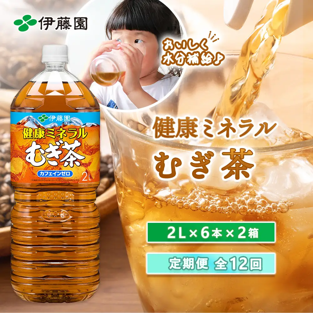 『定期便：全12回』健康ミネラル麦茶2L×6本×2箱【50002401】