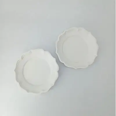 〔臼杵焼〕稜花リム皿（S）【白・2枚】