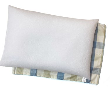 高さ調整簡単 パイプ枕 大(43×63cm)1個 枕カバーブルー2枚(マドラス柄) [2285]