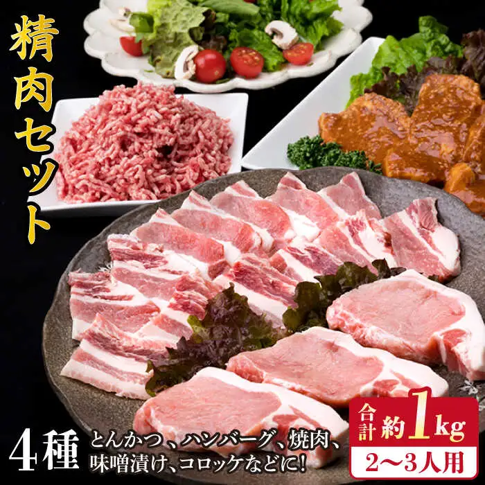 【使いやすい豚肉＆牛肉セット】毎日のメインのおかずを彩る 精肉 セット 4種 ( 約1kg ) 2-3人前 4種 糸島市/糸島ミートデリ工房 [ACA200]