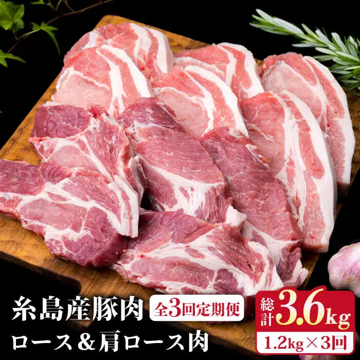 【全3回定期便】糸島豚ロース肉6枚 肩ロースカツ5枚 合計11枚セット 糸島市/糸島ミートデリ工房[ACA229]