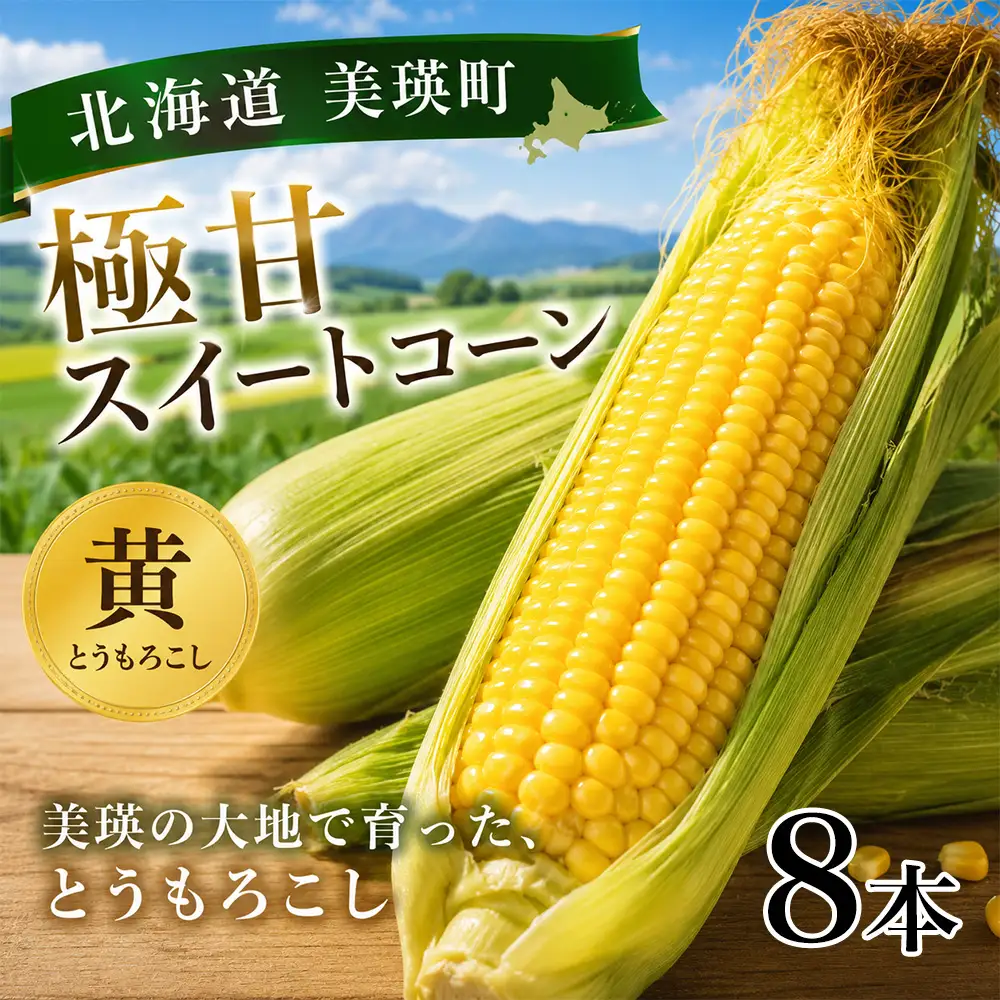 【先行予約】北海道 とうもろこし 8本 イエローコーン 令和8年産 おおとり