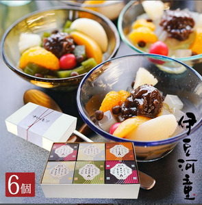 フルーツ あんみつ 6個風呂敷 セット 伊豆河童 個包装 常温 和菓子 スイーツ 心太 夏 夏季 ひんやり ローカロリー 食物繊維 ところてん ギフト 黒蜜 白蜜 抹茶 ほうじ茶 
