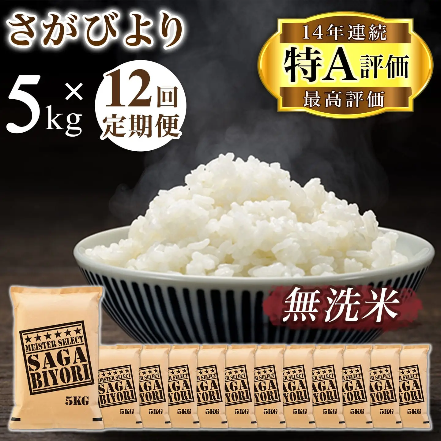 令和7年産 【定期便】《無洗米》さがびより 5kg×12回 999-B1061