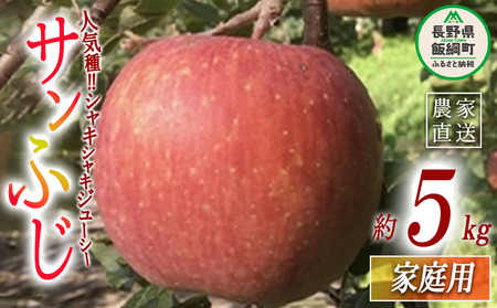 りんご サンふじ 家庭用 5kg 丸西農園 沖縄県への配送不可 2026年12月中旬頃から2027年1月上旬頃まで順次発送予定 令和8年度収穫分 特別栽培農産物 ( 除草剤 化学肥料 不使用 ) 信州 果物 フルーツ リンゴ 林檎 長野 予約 農家直送 長野県 飯綱町 [0726]
