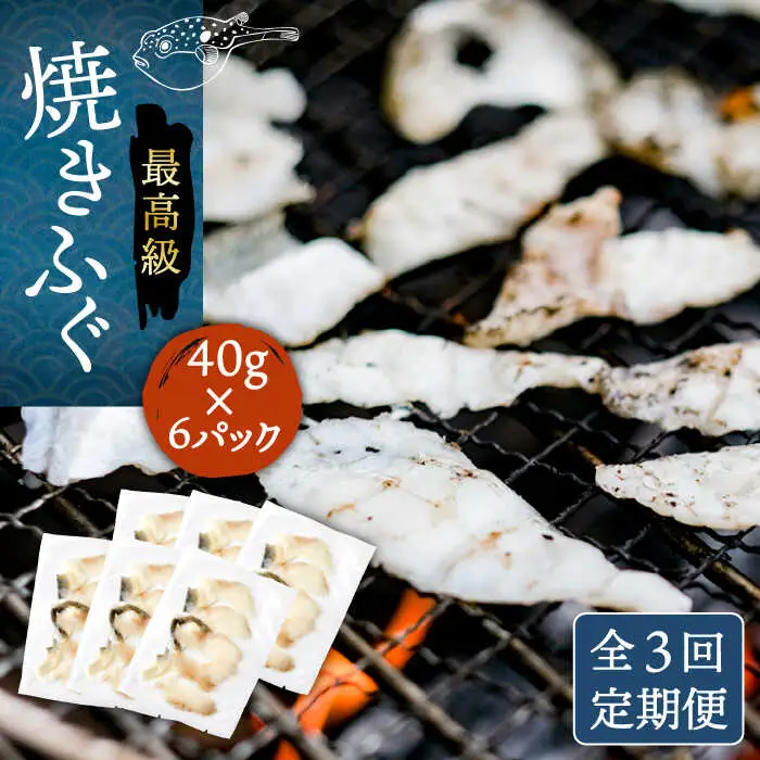 【全3回定期便】壱岐産 とらふぐ 焼きふぐ 240g（40g×6P）希少部位とおとうみ付 [JDT051]
