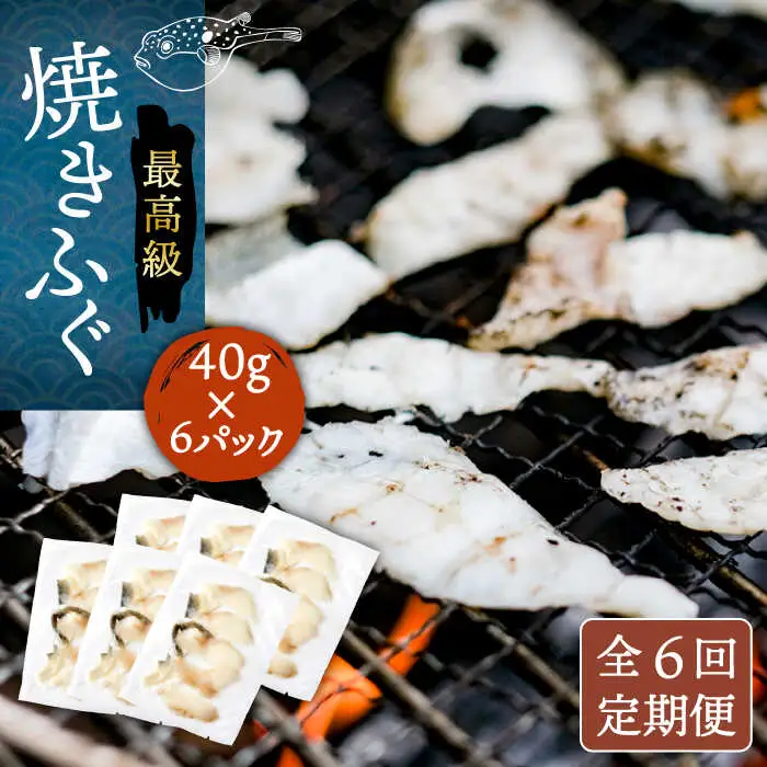 【全6回定期便】壱岐産 とらふぐ 焼きふぐ 240g（40g×6P）希少部位とおとうみ付 [JDT052]