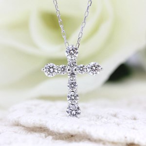 120-9-2 ネックレス PT900 プラチナ クロス ダイヤモンド 1.0ct スウィートテン ペンダント 【 f020-pt 】 ALPAZ074