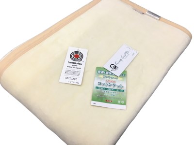泉大津市産 マイヤー綿毛布 (ニューマイヤー毛布) シングル クリーム 1枚 81710CR [3623]