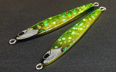ハンドメイド ジグ 2点セット (緑金) ルアー 釣具
