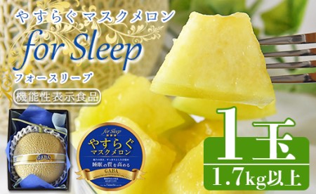 やすらぐマスクメロン for Sleep（フォー スリープ） 1玉（1.7kg以上）- 送料無料 果物 フルーツ 旬 季節 GABA 青肉メロン 箱入り 贈り物 国産 特産品 高知県 香南市【常温】 yt-0004