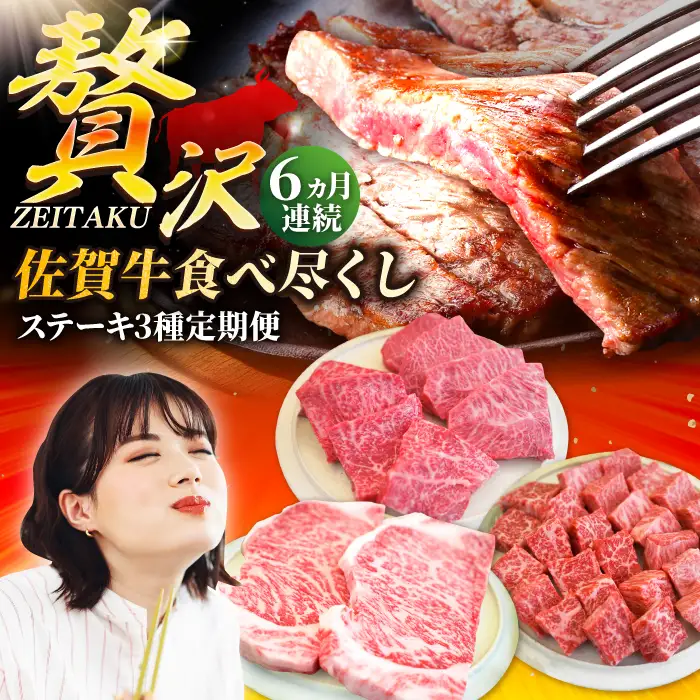 【6回定期便】佐賀牛ステーキの贅沢セット/ ステーキ [IAH081]