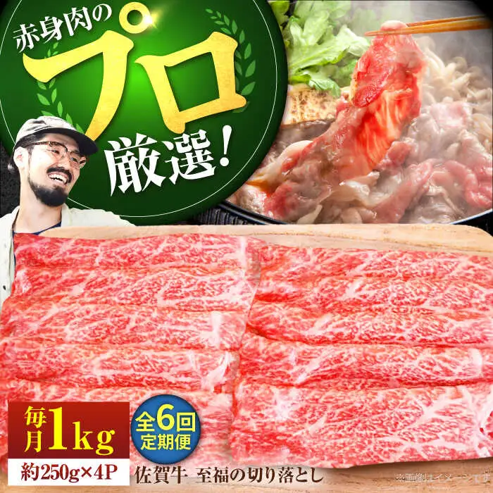 【6回定期便】佐賀牛 至福の切り落とし 1kg（250g×4パック） 佐賀セントラル牧場 [IAH095]