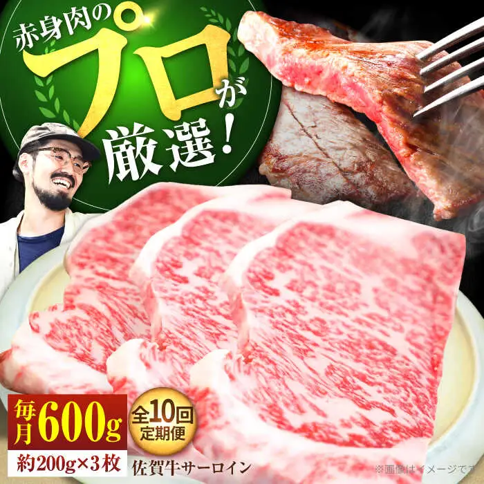 【10回定期便】佐賀牛 サーロインステーキ 600g / ステーキ  [IAH166]