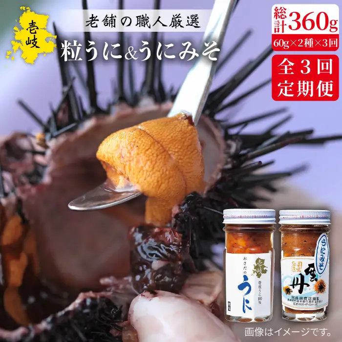【全3回定期便】紫うにセット (粒うに 紫うにみそ) 各60g[JAO024] ウニ うに 雲丹 セット 詰め合わせ 贅沢 紫うに 60000 60000円 冷凍配送 九州
