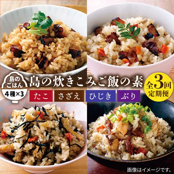 【全3回定期便】島の炊き込みご飯の素 炊き込みご飯 たき込みご飯 たこ さざえ ひじき ブリ セット 詰め合わせ 定期便 [JAH068] 33000 33000円
