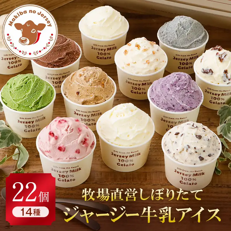 【ジャージー牛乳使用】まきばのジャージーアイス人気の14種22個セット F21C-037