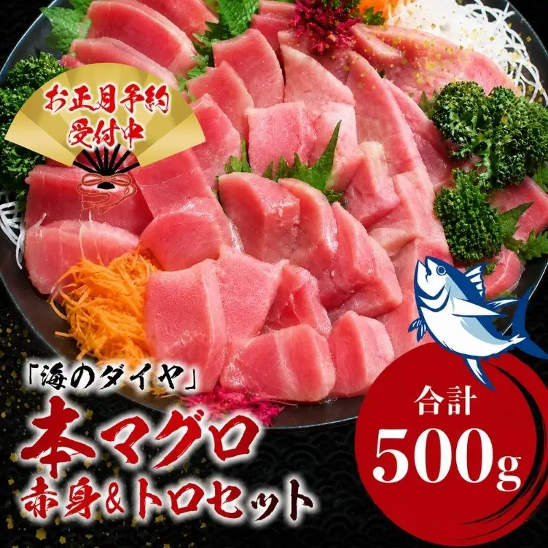 本マグロ（養殖）トロ＆赤身セット 500g 【年内発送（12/26～12/29発送）】高級 クロマグロ  中トロ 中とろ  まぐろ マグロ 鮪 刺身 赤身 柵 じゃばらまぐろ 本マグロ 本鮪【nks110D-sg】