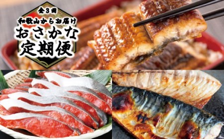 定期便【全3回/毎月お届け】和歌山からお届け おさかな定期便　サバ・ウナギ・サケ【tkb131】