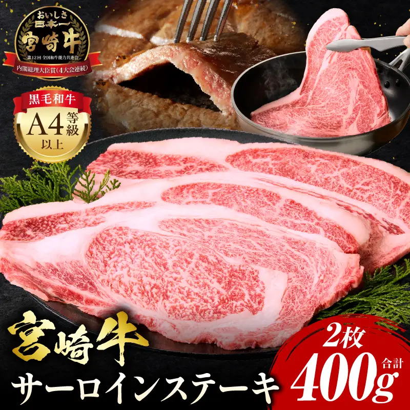 牛肉 ステーキ 牛肉[宮崎牛 サーロイン 400g]
