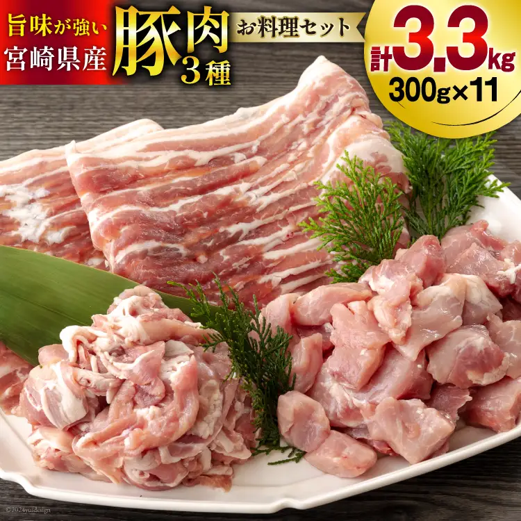 豚肉 小分け お料理セット 真空包装 合計3.3kg