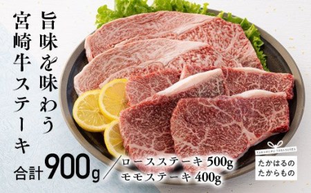 宮崎牛ロースステーキ 2枚（500g）＆宮崎牛モモステーキ 4枚（400g）　TF0541-P00043