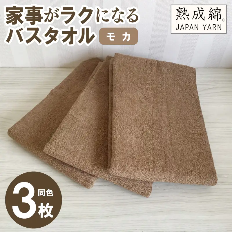 家事がラクになるバスタオル 3枚セット モカ 泉州タオル