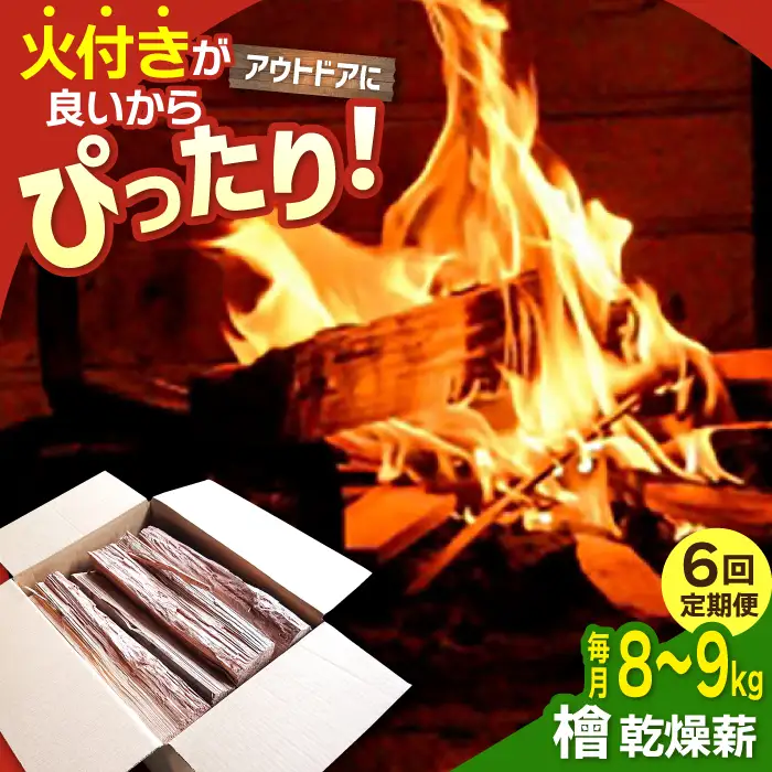 【6回定期便】佐賀県産 檜（ヒノキ）乾燥 薪（8-9kg） / 薪 [IBU013]