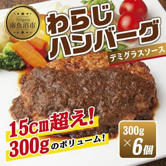 わらじハンバーグ 300g×6 こだわり 手作り 自家製 ハンバーグ デミグラス ソース 大きい 温めるだけ なぐも 冷凍 惣菜 簡単 調理 肉 おかず 新潟県 南魚沼市｜チルド