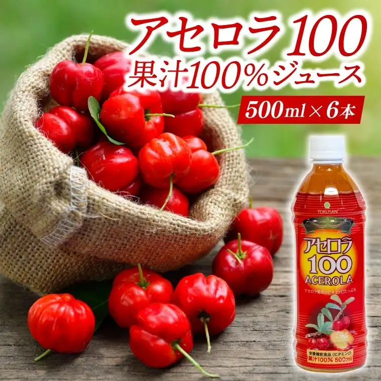アセロラ100 ストレート100%ジュース(500ml×6本) 